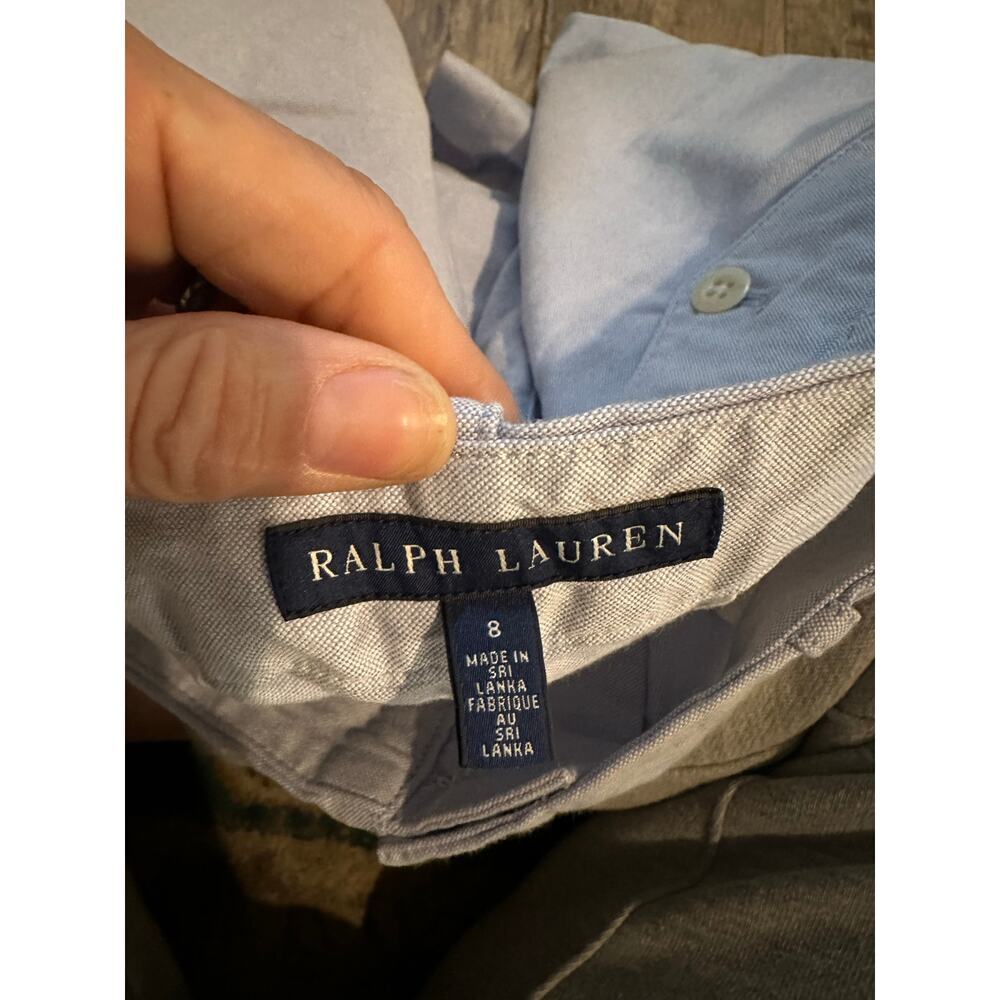 Polo Ralph Lauren Chino Shorts Embroidered Pony Logo Light Blue & White Size 8 - Picture 3 of 6